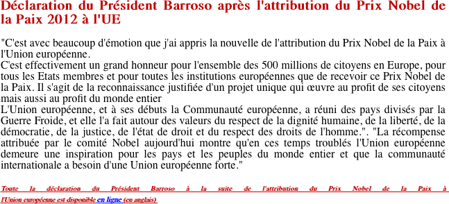 Dclaration du Prsident Barroso aprs