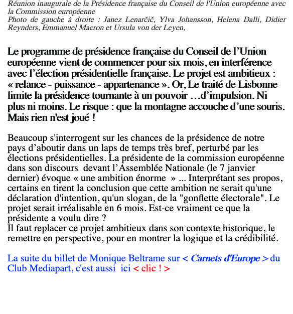 Réunion inaugurale de la Présidence
